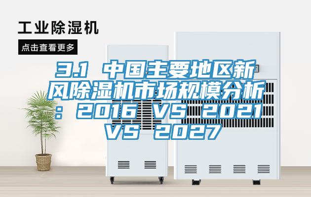 3.1 中國主要地區(qū)新風(fēng)除濕機(jī)市場(chǎng)規(guī)模分析：2016 VS 2021 VS 2027